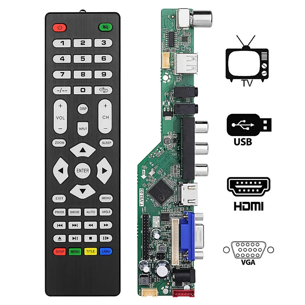 T. V53.03 Универсальный ЖК ТВ контроллер драйвер платы V53 аналоговый | Интегральные схемы -4000498322922