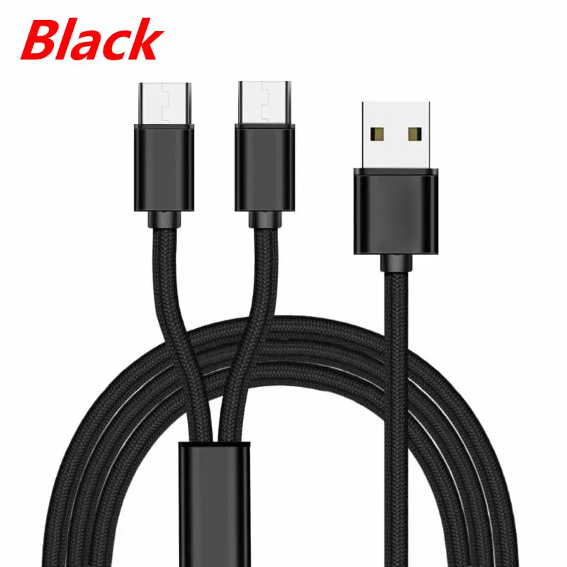 Black USB 2,0 type A Мужской Двойной микро-usb сплиттер папа-папа Y зарядный кабель провод для Samsung huawei Xiaomi Мобильный телефон планшет - Цвет: Black