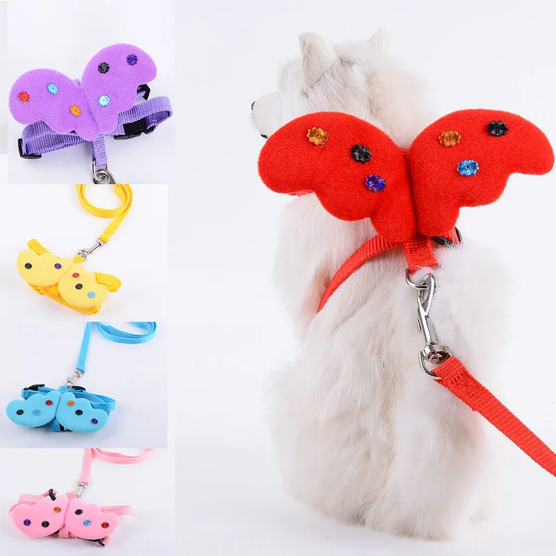 

Adjustable Pet Dog Angel Wing Leashes and Collars Set Puppy Leads for Cute Small Dogs Cats Designer Dog Harness Pet Accessories