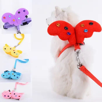 

Adjustable Pet Dog Angel Wing Leashes and Collars Set Puppy Leads for Cute Small Dogs Cats Designer Dog Harness Pet Accessories