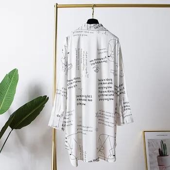 

Women Nightgowns Satin Sleepwear Nightshirts Long Sleeve Silk Casual Loose Night Dress Summer Home Clothing Home Dress