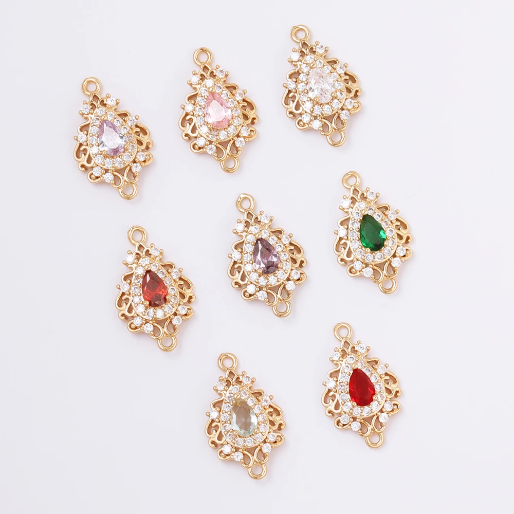 

WHSOK 50Pcs 12*20MM Jewelry Accessories/Hand Made/CZ Charms/Colourful/Crystal Connectors/DIY Making/Jewelry Finding Components