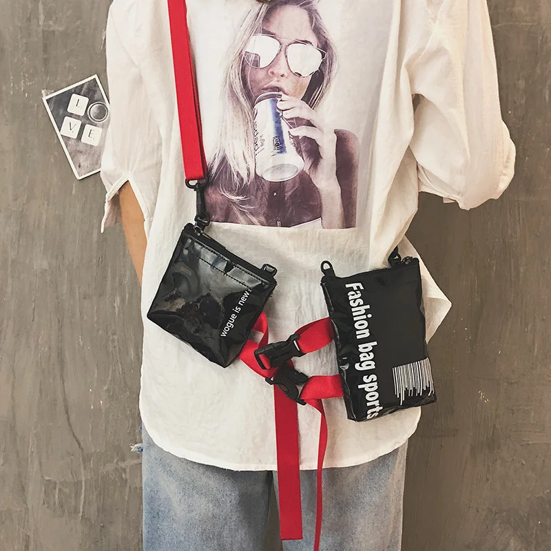 

2019 Shoulder Bag Women's Bag Trend Cool Pu Picture Oblique Bag Korean-style Fashion Casual Bright Surface Shoulder Bag