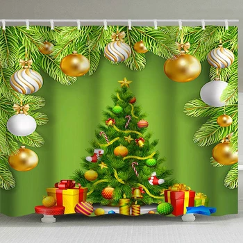 

Christmas Shower Decorations Bathroom For Home Merry Christmas Fabric Waterproof