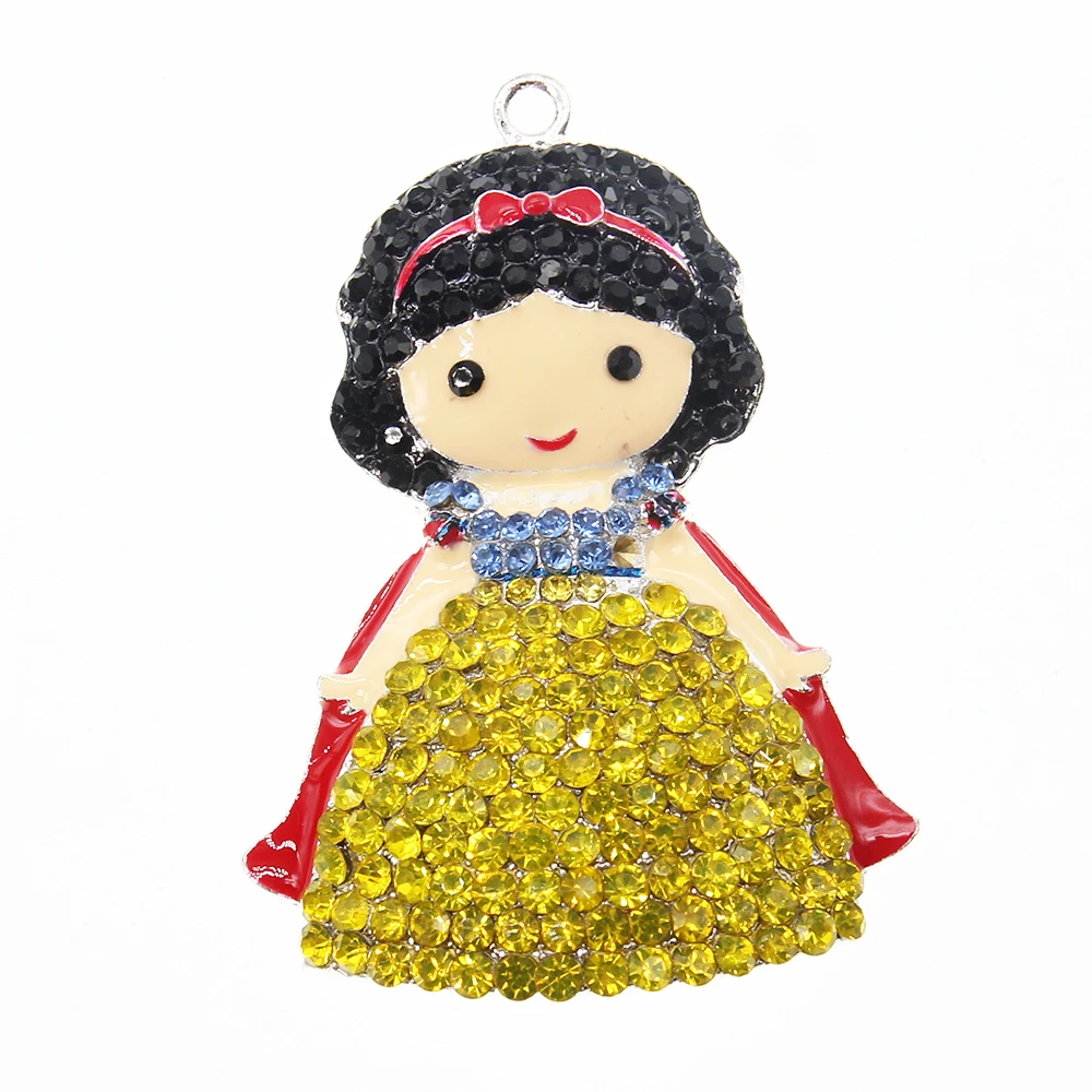

10pcs/lot Rhinestone Snow White Princess Pendant Rhinestone Princess Pendants For chunky Necklace