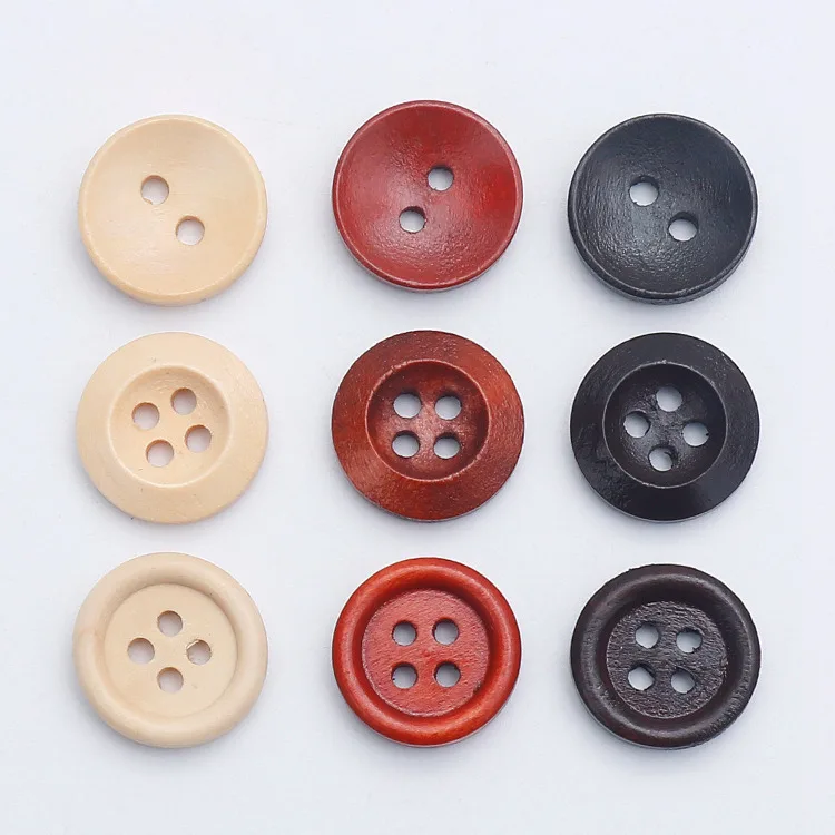 10PCs & 30PCs Natural Color Round Piping Camellia Wood Grain Wooden Buttons  10mm-30mm Sewing Accessories Clothes 4 Holes Button