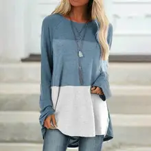 

Long Sleeve Plus Size Casual Soft Female Clothing Fashion Patchwork Long Sleeve Women T-Shirts Spring Tops Women's T-Shirts