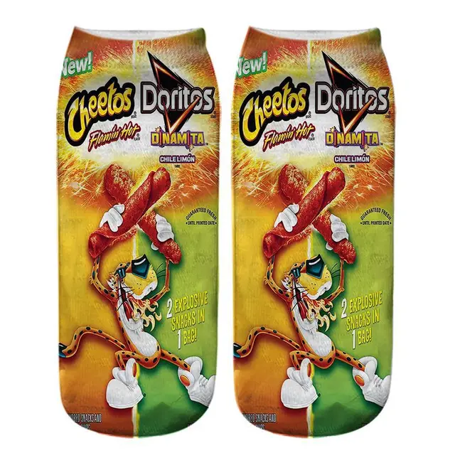 New Summer Fashion 3D Printing Socks Cute Art Creative Food Chips Ankle Socks Harajuku Funny Happy Sock HKD11106-4