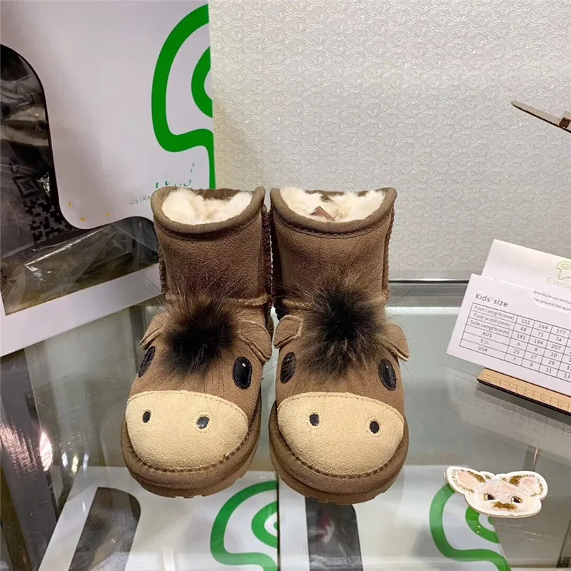 NEW Animal Design Cute Snow Boots For Children Kids Hight Qualiy Winter Plush Shoes Thermal Boots For Girl&Boy Kids