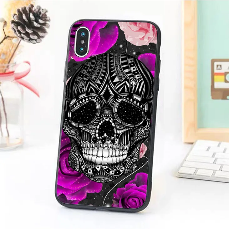Bernandez 5 5S SE 6 6S мягкий резиновый чехол для телефона iPhone 7 8 Plus X Xs Max XR сахарный череп