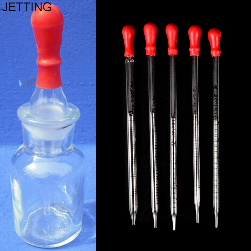 0.5ml 1ml 2ml 3ml 5ml Glass pipette with rubber bulb laboratory chemistry dropper dispensing Lab Supplies