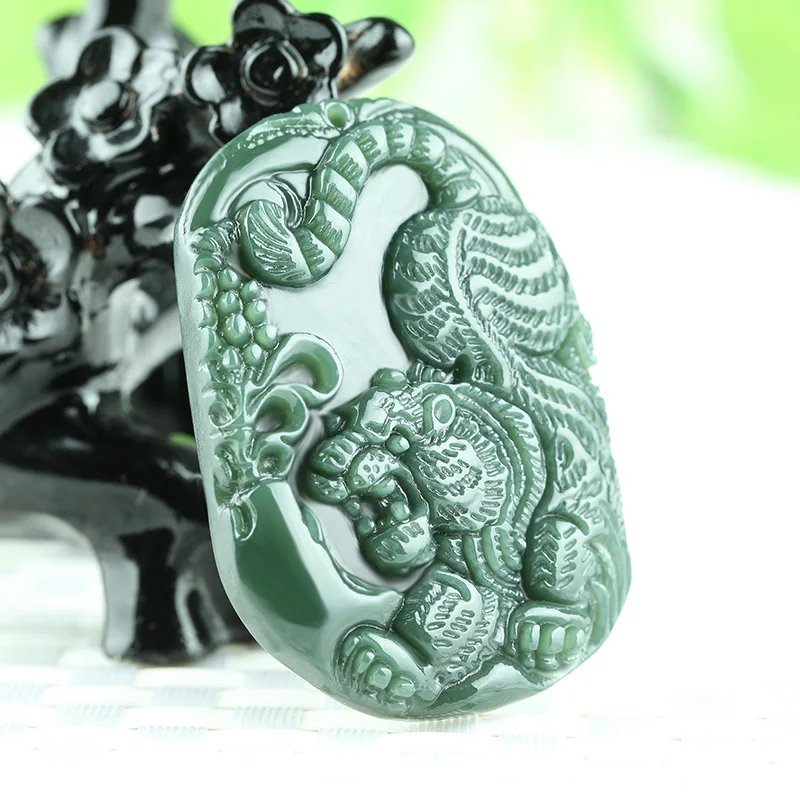 

Natural hetian QINGYU jade pendant zodiac tiger tiger hang up the mountain tiger down the mountain tiger jade pendant