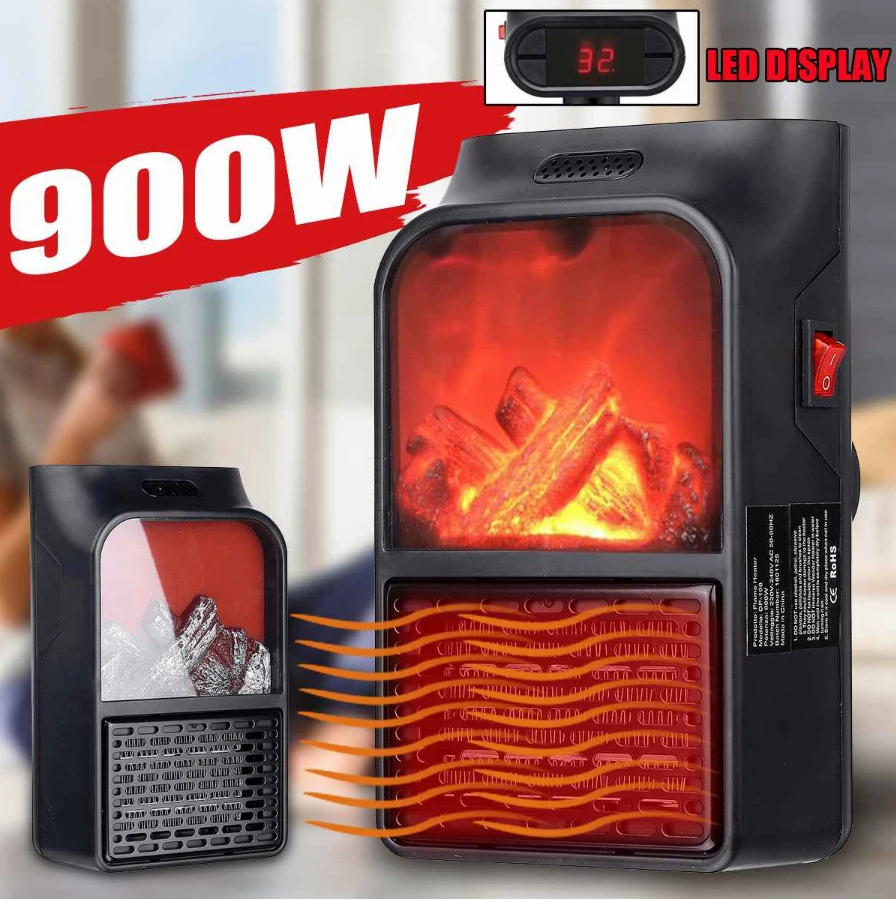

900W Mini Electric Heater Portable Plug-in Electric Fan Space Room Heater Air Heating Space Winter Warmer Fan Remote Control 5.0