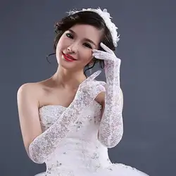 Свадебное платье аксессуары очаровательные свадебные перчатки из белого кружева с палец длинная перчатка элегантные женские свадебные