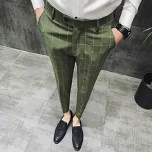 Новинка, высокое качество, мужской костюм Штаны Мужские полушерстяные fit костюм Штаны мужские деловые брюки для официального костюма