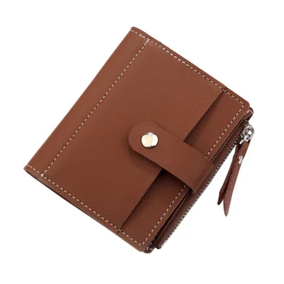 Женский длинный кошелек из искусственной кожи, красный кошелек porte feuille femme, Женский кошелек, клатч для денег, Женский кошелек billetera mujer carteras - Цвет: Brown  short