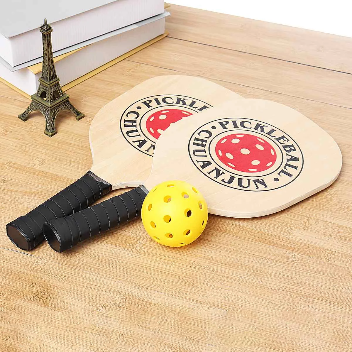 7 шт./компл. Pickleball Paddle Kit 1 высококачественные бамбуковые Нескользящие резинки Pickleball ракетки+ 4 picklebills+ 1 сумка для хранения Новинка