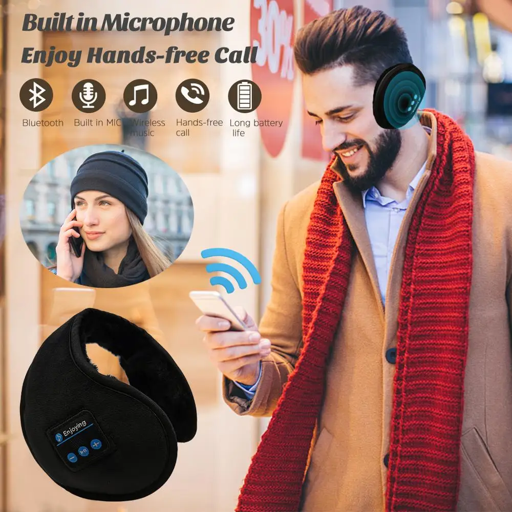 Protetores de Orelha Protetor de Ouvido para Inverno Dobrável com Protetor de Ouvido Bluetooth Esqui Caminhada Corrida Música Embutido 5.0 - Image 3