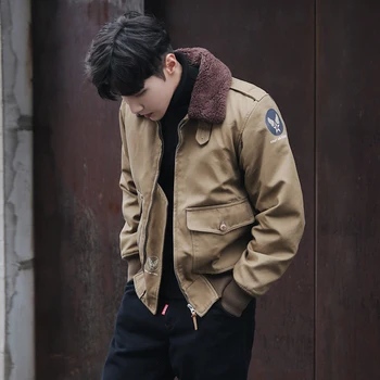 

Mens Short Retro Fur Collar Stylish Casual Lapel Parka Coat Bomber Jacket Warm A68