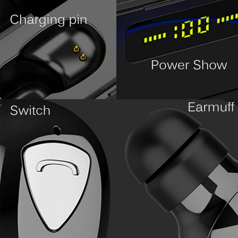 Беспроводные наушники Bluetooth 5,0, спортивные ЖК-наушники, наушники-вкладыши, микрофонные наушники