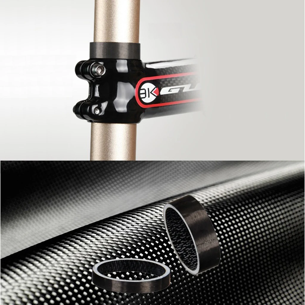5Pcs 1-1/8 inch 5mm 10mm 15mm Carbon Fiber Washers Bicycle Cycle Headset Stem Spacers Kit for Bike Fix Refit Raise Handlebar