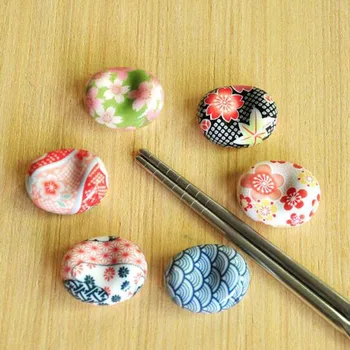 

6pcs/set Ceramic Chopstick Rest Rack Flatware Spoons Fork Stand Shelf Chopstick Rest Holder Kitchen Tableware Home Decor