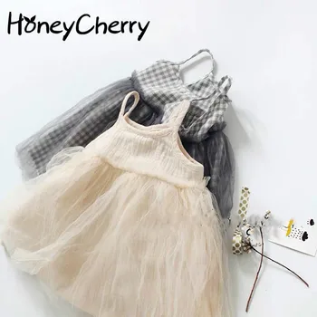 

Summer Children's Braces dress Korean-Style Girl's Mesh Strap Vest dress girls party dress