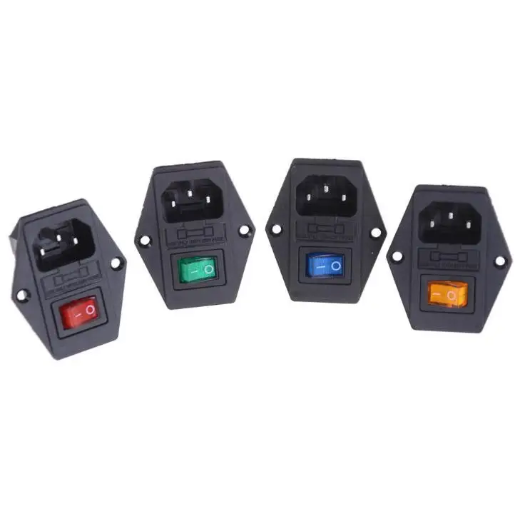 

Free Shipping 1pcs Hot 10A 250V Inlet Module Plug Fuse Switch Male Power Socket 3 Pin/4pin IEC320 C14 New