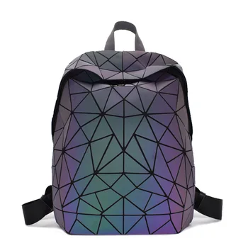 

New Style Women Backpack Geometric Large-Capacity Shoulder Bag Laser Backpacks Stitching High Quality Daypack for Girls Ladies