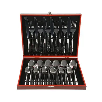 

24pcs/lot Tableware Sets Family Dinnerware Set Stainless Steel Cutlery Kit Knife Fork Spoon Dinnerware Sets Kitchen Tools HWC