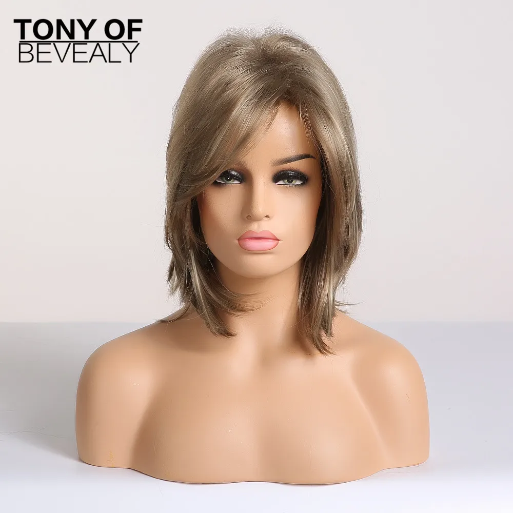 Короткие светлые Искусственные парики термостойкие синтетические боковая часть