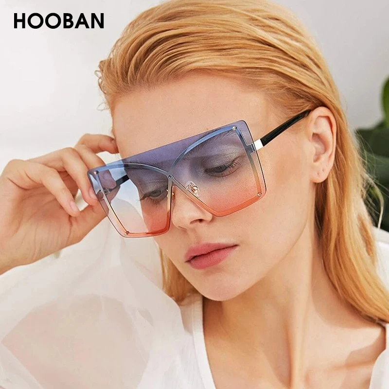 Новинка 2020 женские солнцезащитные очки HOOBAN с плоским верхом модные брендовые