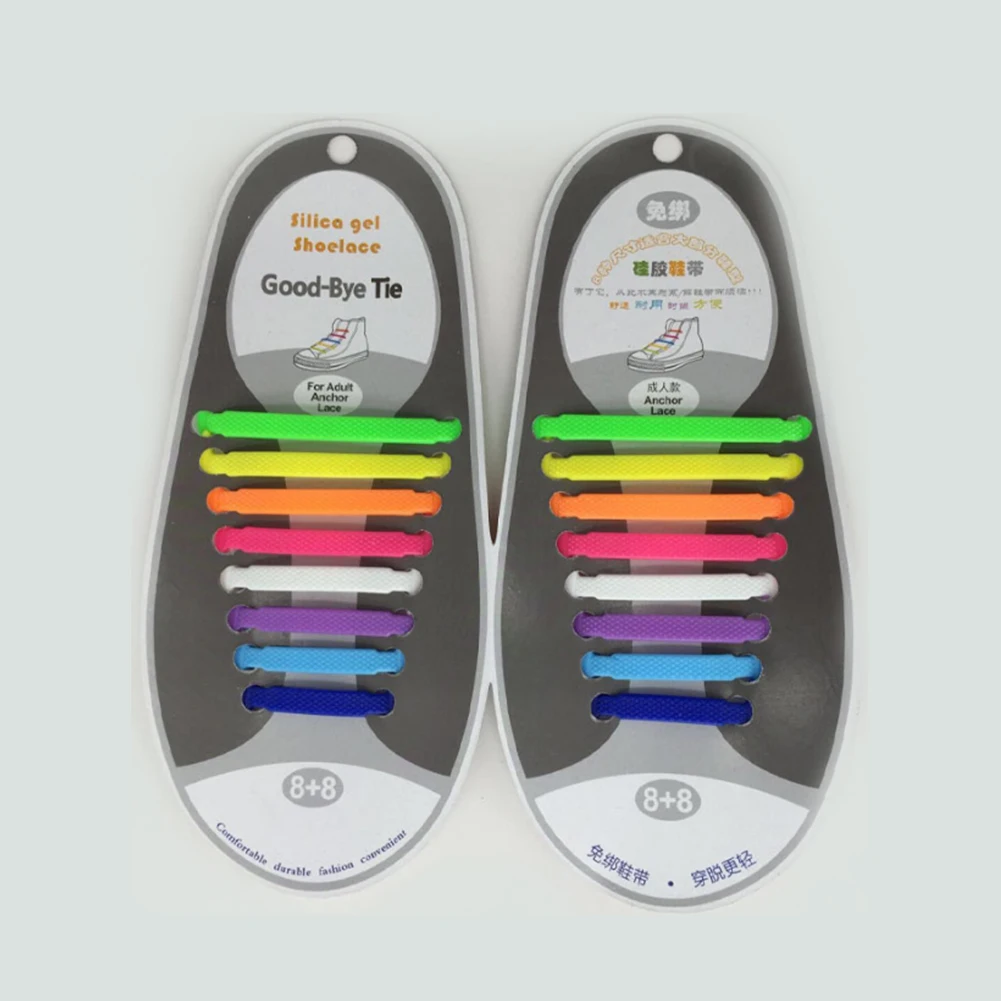 16Pcs Lazy No Tie Elastic Silicone Shoelaces Athletic Running Sport Shoelaces Children and Adult Shoe Strings For Sneaker - Цвет: color