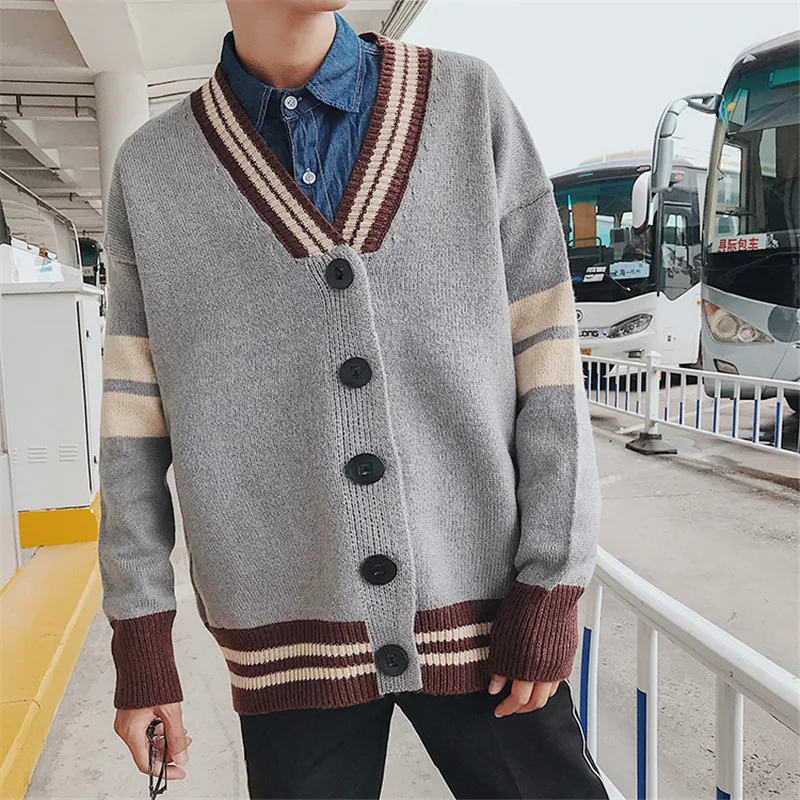 Winter New Cardigan Men Fashion Contrast Color Casual Knit Sweater Man Streetwear Loose Warm Sweater Jacket Male Clothes M-3XL Winter New Cardigan Men Fashion Contrast Color Casual Knit Sweater Man Streetwear Loose Warm Sweater Jacket Male Clothes M-3XL