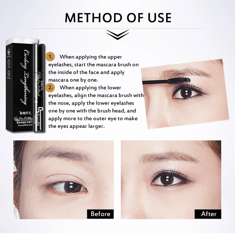 Новые брендовые длинные загнутые тушь для ресниц Smudge-proof Eye Lash удлинение макияж водостойкая ресница черные утолщающие удлинение