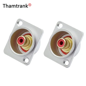 

1pc High Quality Soldered Gold Plated RCA Female Panel Socket RCA Jack Panel Chassis Mount Square Silver Red&White