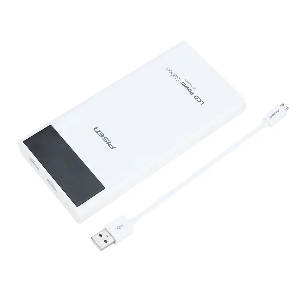 PISEN 20000 мАч 18650 Power Bank двойной Порты usb 2A быстро Зарядное устройство с ЖК-дисплей Дисплей Powerbank Батарея Зарядное устройство Портативный Зарядное устройство