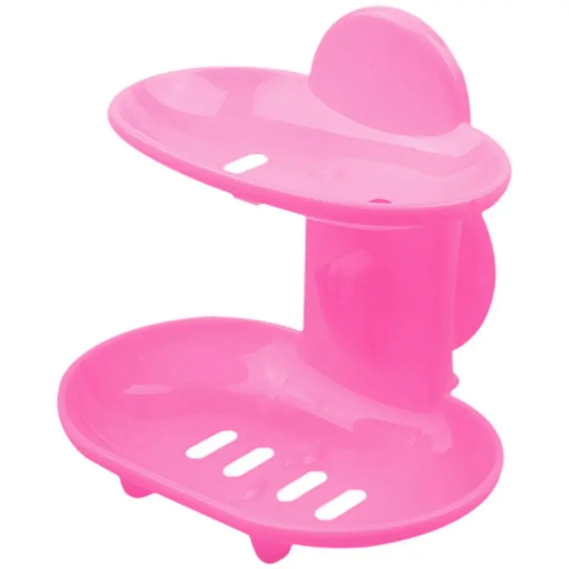 Promotion! Fashion dual-strong suction cup soap box soap dishes bunk water bath basket soap holder 14*10*13CM, pink