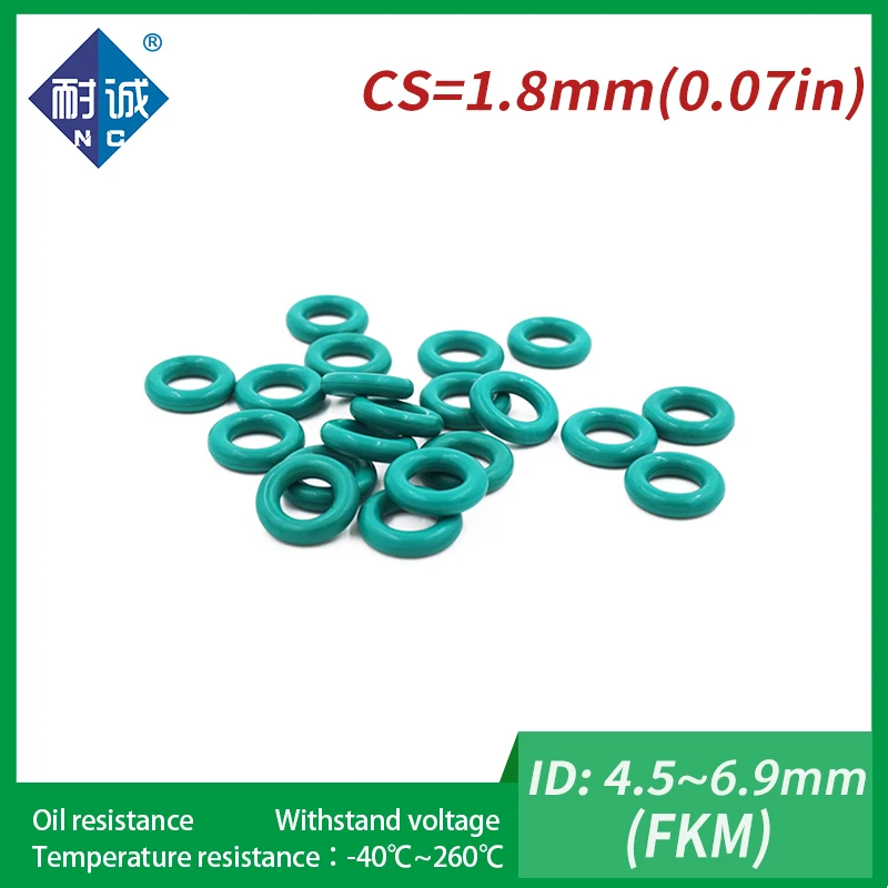 5 шт./лот резиновое кольцо зеленый FKM уплотнительное кольцо уплотнения Толщина 1,8 мм ID4.5/4,87/5/5,15/5,3/5,6/6/6,3/6,7/6,9 мм кольца из фторированной резины топлива шайба