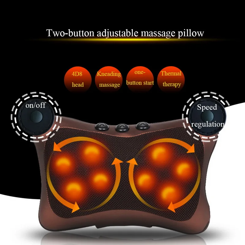 Head Neck Massager Car Home Massage Shoulder Back Waist Body Electric Multifunctional Relax Pillow Cushion for Shiatsu |