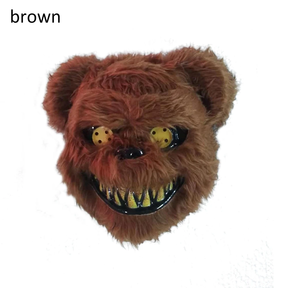 Brown Новинка, маска на Хэллоуин, кровавый плюшевый мишка, страшная маска, длинные плюшевые ПВХ маски на все лицо, косплей, маска с животными, Вечерние Маски на Хэллоуин - Цвет: Brown