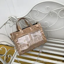 Ins, лаконичная прозрачная сумка, крафт-посылка, сумка, большая емкость, Диагональ, на одно плечо, песчаный пляж, на отдых, портативная