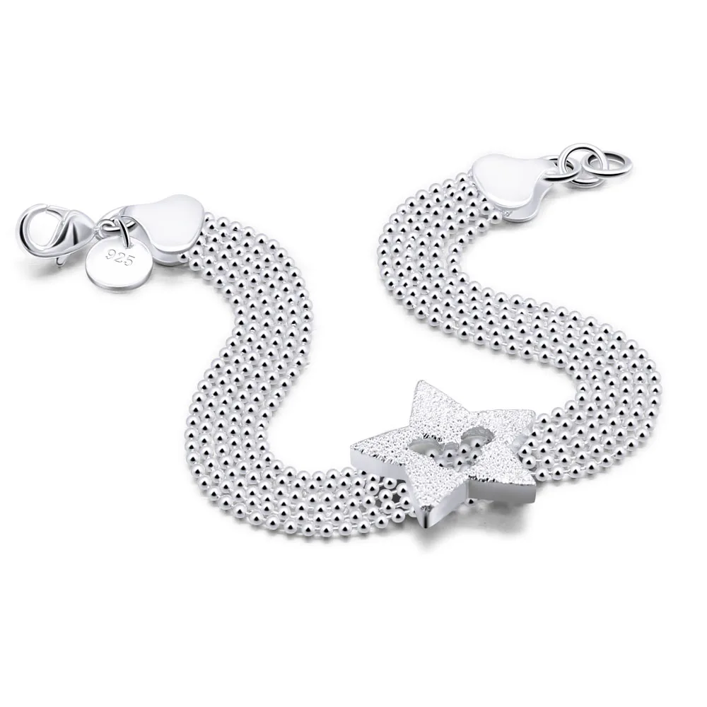 Яркие звезды браслет Твердые 925 пробы Серебряный Свадебный любовник браслеты для женщин дружба ювелирные изделия Одежда и аксессуары подарок