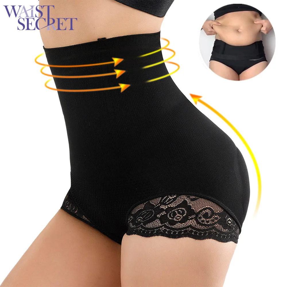 

WAIST SECRET Seamless High Waist Pants Anti-hem Waist Trainer Postpartum Waist to Stomach Hip Sexy Lace Belly Body Shaping