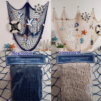 

Mediterranean Marine Style Hanging Fishing Net Pendant Mesh Home Decor DIY Craft Wall Hanging Decoration Ornament