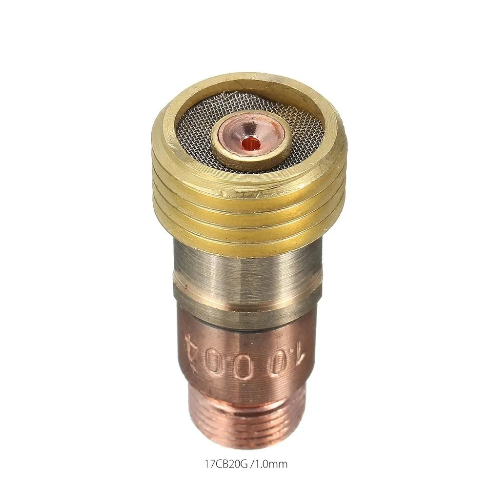 1PCS Brass Tig Collets Body Stubby Gas Lens 17CB20G Connector With Mesh For Welding Torch Tig WP-17/18/26 Torch Welding Accessor