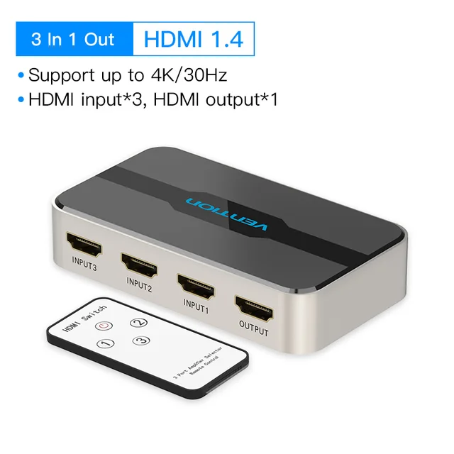 Spekulerer Kriminel råolie 3 Input 1 Output Hdmi Switcher | Vention Hdmi Audio Splitter | Vention Hdmi  Splitter 3 - Audio & Video Cables - Aliexpress