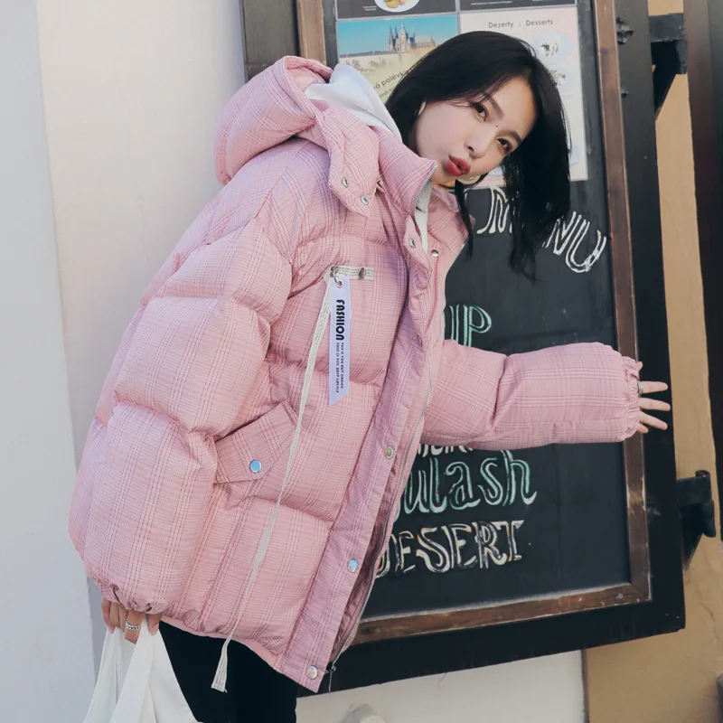 

Cotton-padded Clothes Women's Short 2018 Winter New Style Thick down Coat Students Plaid down Jacket Cotton-padded Clothes Cotto