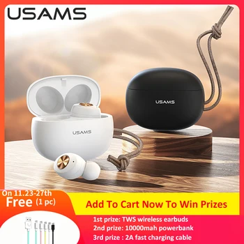 

USAMS Bluetooth 5.0 TWS Wireless Earbuds Charging Box Headphones Stereo Music Earbuds Sport Gaming Headset For IOS Andriod Phone