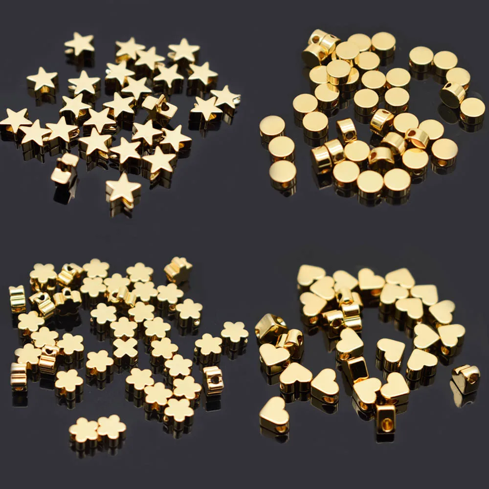 Beads Metal Bracelet-Hole Jewelry-Making DIY Butterfly-Shape Gold Heart-Cross Pentagram